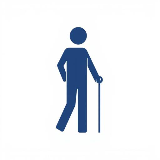 Icon depicting a person with a visual impairment using a cane, indicating accessibility for visually impaired users.