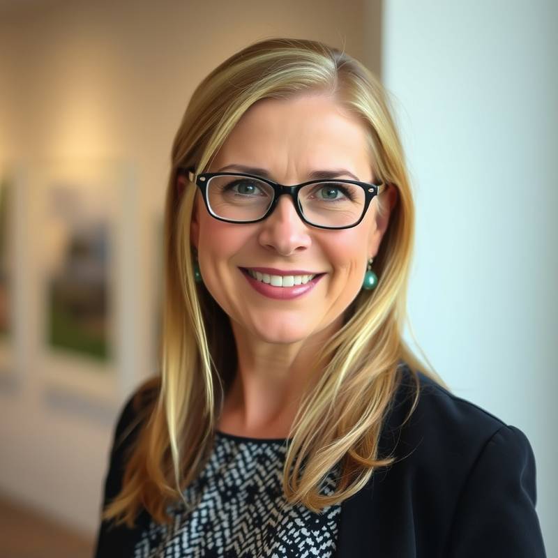 Photo of Eleanor Vance, Co-founder and Director of Chromatic Canvas Gallery.